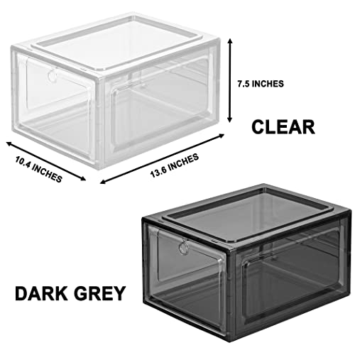 Byfu Shoe Box Drop Front Set Of 6, Plastic Stackable Shoe Storage Boxes With Lids, Sneaker Display Case Shoe Organizer Bins For Closet, Easy Assembly (Clear) #TOP4