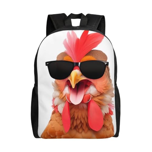 Casual Daypack Rucksack Backpack for Men and Women, Perfect for Gym, Outdoors, Running (Chicken Sunglasses)