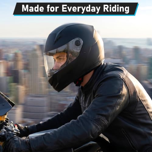 Image of Favoto Full Face Motorcycle Helmet DOT Approved for Men Women, Black, L
