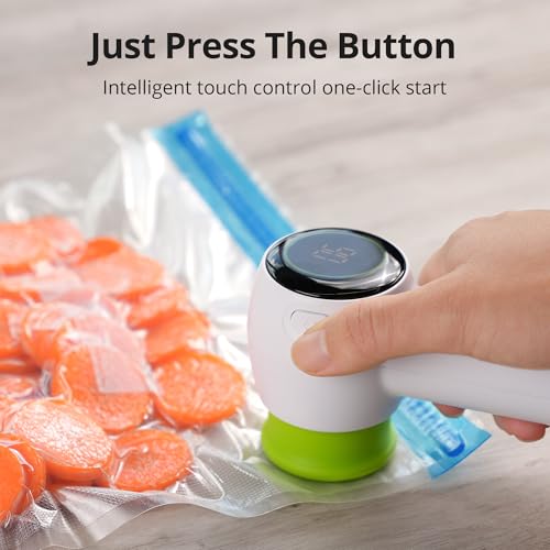 Image of INKBIRD Handheld Vacuum Sealer INK-KZ-90, USB Rechargeable Vacuum Sealer for Food with 4 Mason Jar Lids, Multi-Purpose Use, One-Touch Operation, Kitchen Essentials for Food and Sports Balls