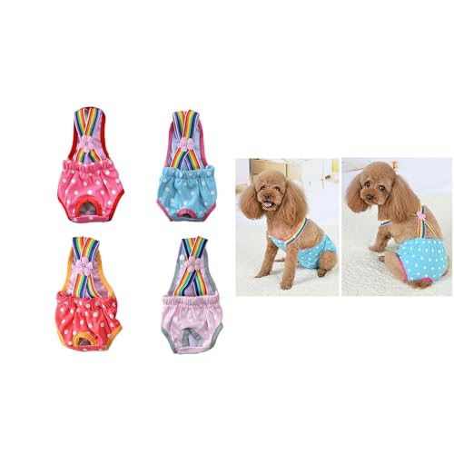 Image of Dog Diaper Shorts Sanitary Pantie Female Dogs Adjust Suspender Diaper Panties Period Briefs Dog Physiological Shorts, M Polka Dot Light Pink