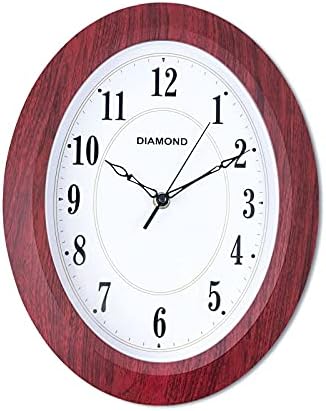 Vintage Wall Clock Retro Oval Wall Clocks Silent Non Ticking Quartz Battery Operated Easy to Read Decorative for Cafe Kitchen Living Room Bedroom Bathroom Decor by 13 inch