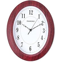 Vintage Wall Clock Retro Oval Wall Clocks Silent Non Ticking Quartz Battery Operated Easy to Read Decorative for Cafe Kitchen Living Room Bedroom Bathroom Decor by 13 inch