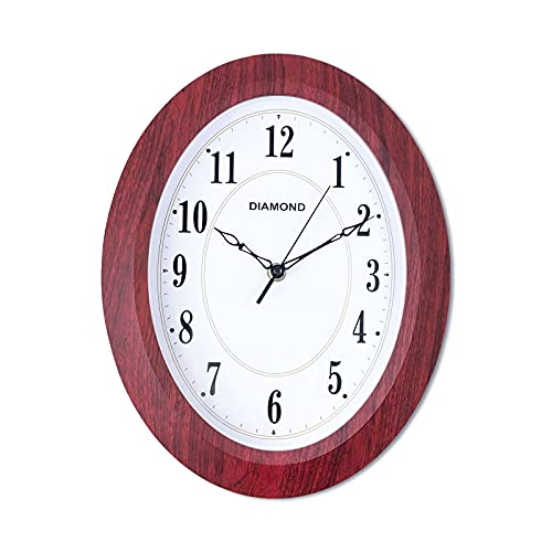 WTSTARTED Vintage Wall Clock Retro Oval Wall Clocks Silent Non Ticking Quartz Battery Operated Easy to Read Decorative for Cafe Kitchen Living Room Bedroom Bathroom Decor by 13 inch