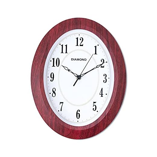 Vintage Wall Clock Retro Oval Wall Clocks Silent Non Ticking Quartz Battery Operated Easy to Read Decorative for Cafe Kitchen Living Room Bedroom Bathroom Decor by 13 inch