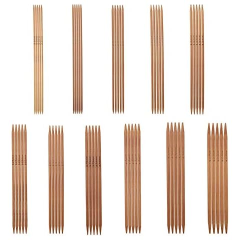 55Pcs Bamboo Knitting Needles Set, 11 Sizes 5.1in Double Pointed Knitting Needles for Small Items Doll Clothes Cuffs 2mm 2.25mm 2.5mm 2.75mm 3mm 3.25mm 3.5mm 3.75mm 4mm 4.5mm 5mm Cover