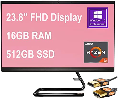 Lenovo IdeaCentre AIO 3 24 Flagship All-in-One Desktop Computer 23.8″ FHD Display AMD Hexa-Core Ryzen 5 4500U (Beats i7-10710U) 16GB RAM 512GB SSD DVD-RW WiFi Win10 Pro Black + HDMI Cable Lenovo IdeaCentre AIO 3 24 Flagship All-in-One Desktop Computer 23.8″ FHD Display AMD Hexa-Core Ryzen 5 4500U (Beats i7-10710U) 16GB RAM 512GB SSD DVD-RW WiFi Win10 Pro Black + HDMI Cable