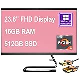 Lenovo IdeaCentre AIO 3 24 Flagship All-in-One Desktop Computer 23.8' FHD Display AMD Hexa-Core Ryzen 5 4500U (Beats i7-10710U) 16GB RAM 512GB SSD DVD-RW WiFi Win10 Pro Black + HDMI Cable