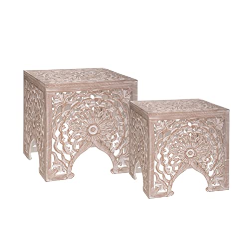 Atmosphera - Tables gigognes Terre - Bois sculpté