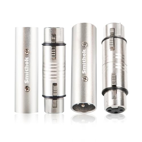 Smithok 4-Pack XLR Gender Connector Kit, 2 Male to Male & 2 Female to Female Couplers, For Mixers, Micphones & Amplifiers
