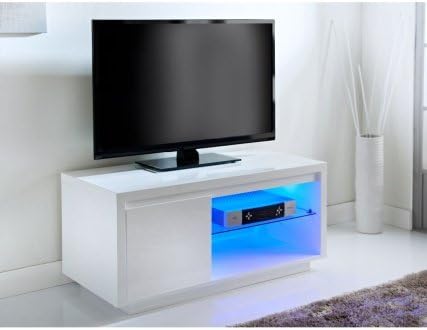 New LED lighting Alaska High Gloss Media Unit Glass shelf storage Furniture pajee TM