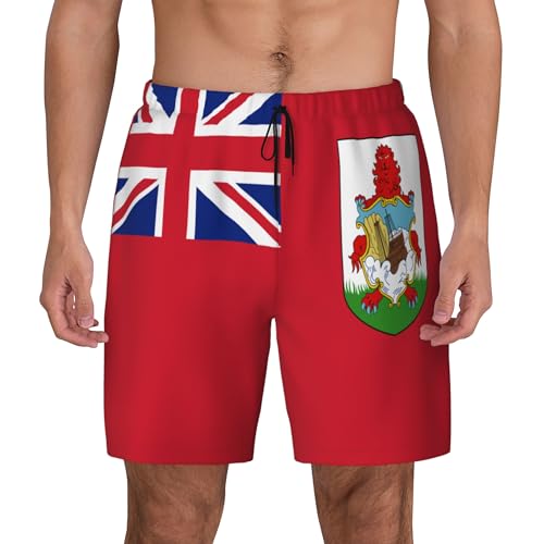Mens Swim Trunks with Compression Liner Beach Board Shorts Quick Dry Swim Shorts -Flag of Bermuda2