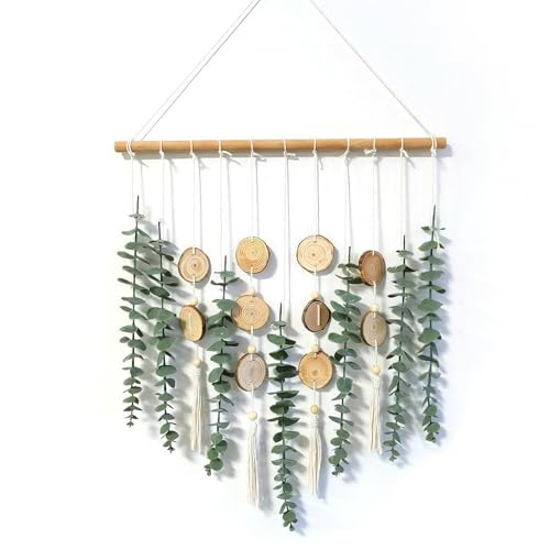 Wandbehang Boho Wanddeko, Pflanzen Wanddekoration Deko Wand Künstlicher Eukalyptus Fensterdeko Hängend für Schlafzimmer Wall Wohnzimmer Esszimmer...