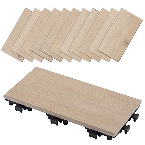 ぼん家具 ジョイントタイル 陶器 12枚セット 29.7×14.8cm 長方形 木目調 ジョイント式 パネル 石畳風 ベランダ 屋外 玄関 庭 オーク