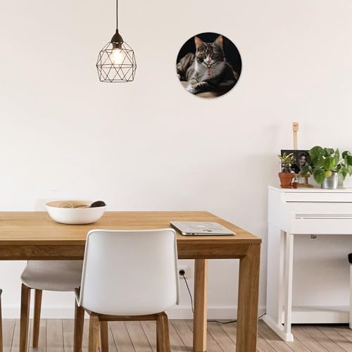 Horloge bois chat tigré sans cadre | Solution déco murale épurée 30cm