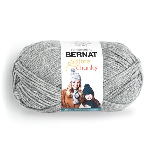 Image of Bernat Softee Chunky BB Gray Heather Yarn - 1 Pack of 14oz /400g - Acrylic - #6 Super Bulky - 431 Yards - Knitting /Crochet