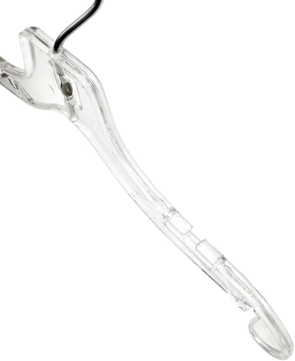 NAHANCO Children’s Plastic Shirt Hangers, Super Heavy Weight - 12" Clear with Long Hook (Pack of 100), Made in USA