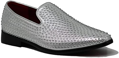 Image of SPK26 Men's Vintage Velvet Rhinestone Designer Dress Loafers Slip On Shoes Classic Tuxedo Dress Shoes