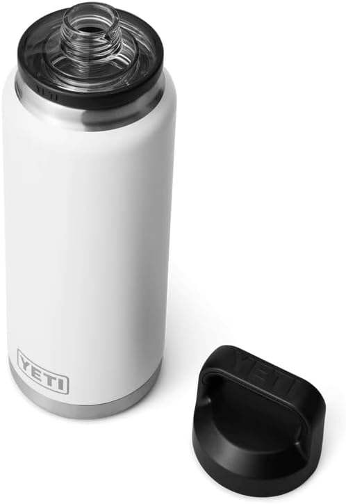 YETI Rambler Bottle Chug, Vaccum Insulated Stainless Steel Bottle with Chug Cap, White, 36 oz (1065 ml)