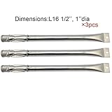 12411 3-pack Stainless Steel Straight Pipe Burner for Lowes BBQ Grillware, Charmglow, North American Outdoors and Perfect Flame Grills