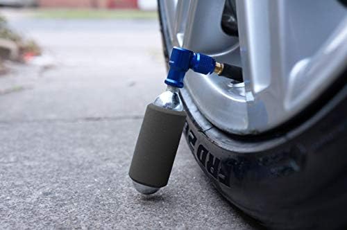 KRONYO CO2 Inflator with 5 x CO2 Cartridges - IN & OUT - Presta & Schrader Valve Compatible - Car Bike Bicycle Motorcycle Scooter, Tyre Pump For Road & Mountain Bikes - Insulated Sleeve