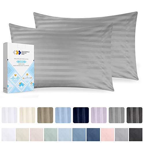 California Design Den Dobby Damask Stripe 500 Thread Count Pillowcases Cotton