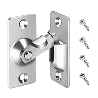 GlasFlength 90 Grad Türriegel Edelstahl, Schiebetür Schloss Rechtwinklige Türschloss Hasp Latch mit Schrauben Schiebetürschloss Präzisionsguss Riegelschloss für Alle Innen und Außentüren (Silber)