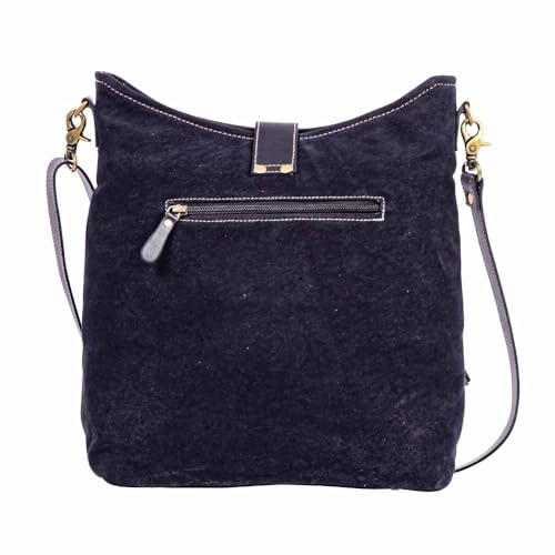 Myra Bag Shoulder Bag for Women - Western Upcycled Canvas & Leather Crossbody Bag Ebony3