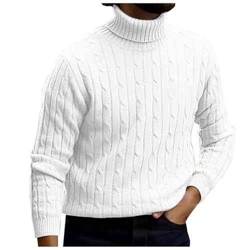 Men's Turtleneck Sweater Classic Pullover Sweaters with Twist Patterned Cable Knitted Casual Thermal Sweaters2