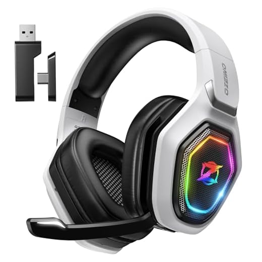 Ozeino OW810 Gaming Headset, Type-C & USB Schnittstelle 2.4GHz Wireless Headset mit, Bluetooth Headset, Headset Mit Mikrofon Geräuschunterdrückung, für PC/PS4/PS5/Mac, 20H+ Akkulaufzeit - Weiß