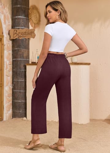 Image of EDUWU Women Casual Pants Loose High Waist Cropped Palazzo Beach Pants Summer Outfits 2026 Trendy
