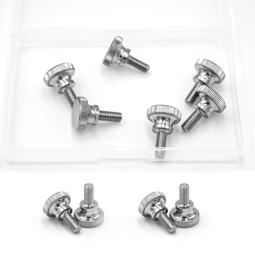 Lewttyer Lot de 10 vis moletées en acier inoxydable 304 M5 x 12 mm - Vis à tête moletée plate