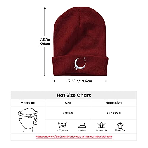 Image of Embroidery Goth Beanie Knit Hats for Men & Women, Embroidery Winter Hats Skull Cap
