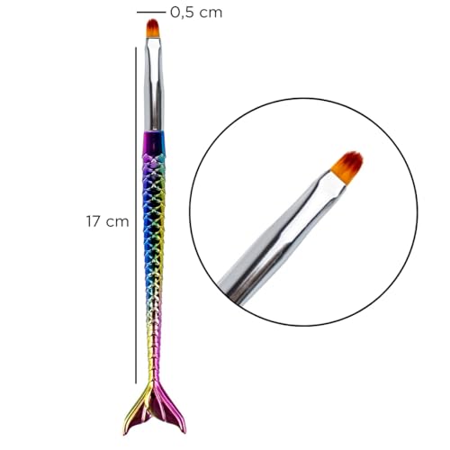 Kit 7 Pincéis Sereia Unha Gel Alongamento Nail Art Decoração