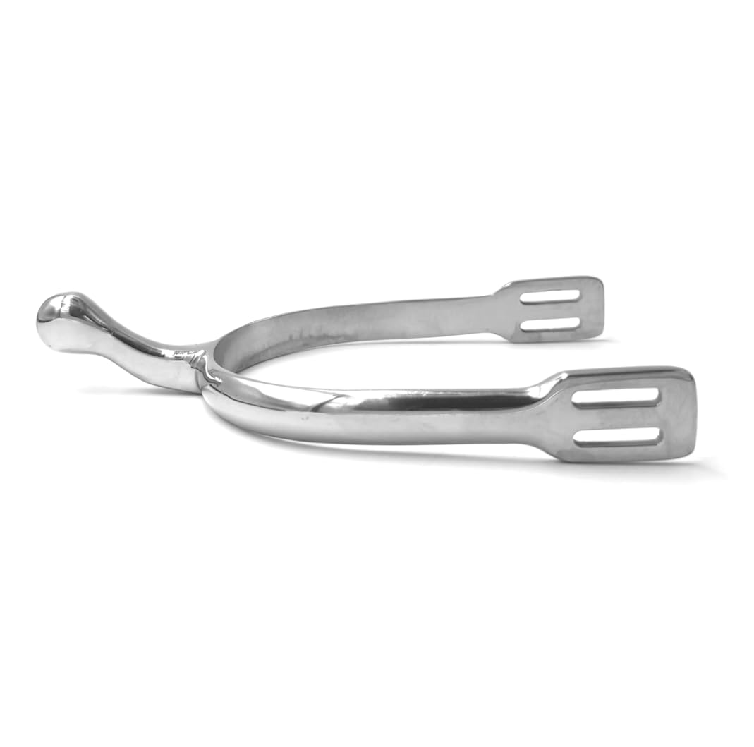 Equine Smile ES1093 Gooseneck Spurs Gooseneck Equestrian Spurs Riding Spurs Track High Quality Stainless Steel (Mens 45mm)