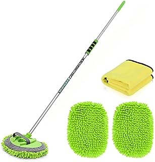 CityMoka Car Wash Brush Car Cleaning Kit 62'' 160cm Car Wash Mop with Long Handle Suitable for Washing Cars Truck, SUV, RV, Trailer and Household Cleaning, 3 in 1 Chenille Microfiber Duster