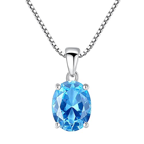 Collier en topaze bleue véritable 2,3 carats, pendentif ovale de prestige