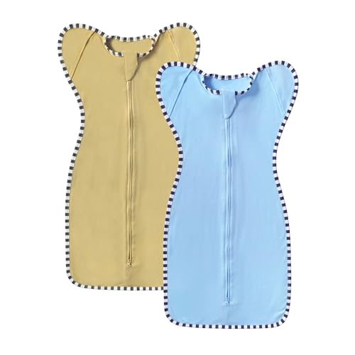 Image of Transition Swaddle, 2 Pack 100% Cotton Baby Sleep Sack | 2-Way Zipper Infant Arm Up Swaddle for Newborn Baby Boy Girl