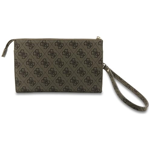 Image of CG MOBILE GUESS Universal Phone Wallet Bag Officially Licensed, Big 4G Logo Print Phone Pouch with Crossbody Strap, Impact-Resistant Protective Phone Holder for Men & Women - Brown