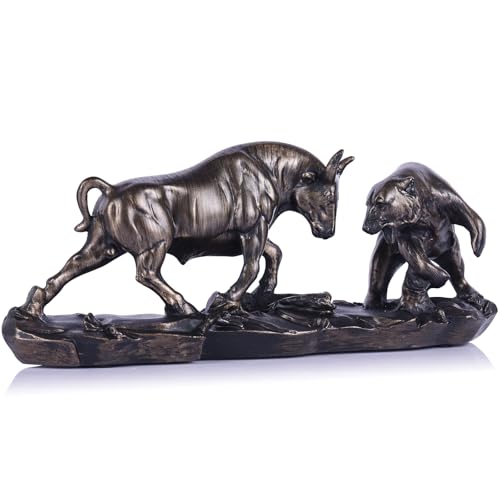 Estatua de Toro y Oso Decorativa de Resina para Oficina miniatura 1