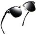 Joopin Semi Rimless Polarized Sunglasses Women Men Retro Brand Sun Glasses (Brilliat Black Frame, Simple packaging)
