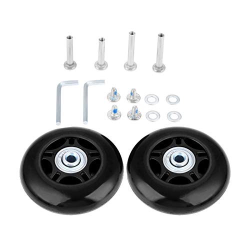 Mtsooning 2Sets 80x24mm Schwarze Gepäck Koffer Ersatzräder Ersatz Wheels mit Achsen Schraubenschlüssel Reparatur