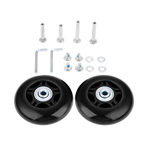 Mtsooning 2Sets 80x24mm Schwarze Gepäck Koffer Ersatzräder Ersatz Wheels mit Achsen Schraubenschlüssel Reparatur