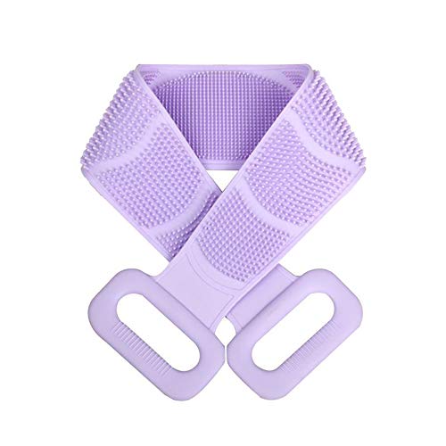 Wrolem Back Scrubber Silicone Body Brush Extra Long Exfoliating Body Scrubber for Shower With Handle for Men and Women Long Lasting and Easy to Clean Lathers Well Eco Friendly(Purple)