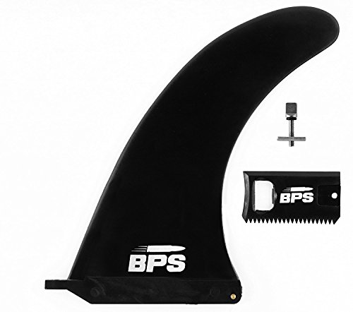 BPS 8 inch SUP Board/Longboard Center Fin - Constructed with Fiberglass-Reinforced Nylon Composite for Better Groove - Includes 'No-Tool' Fin Screws and Wax Comb - 8" Single Fin for Surfboard
