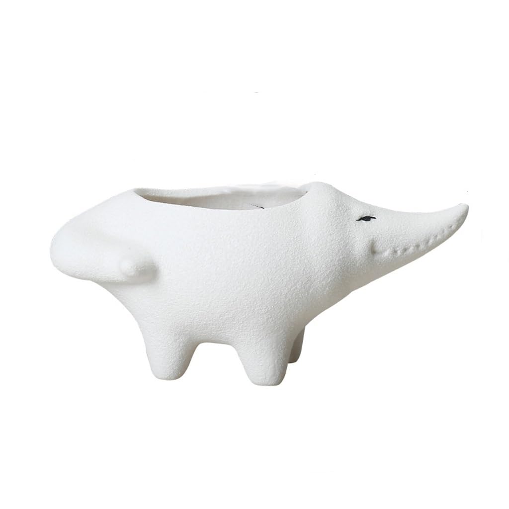 GELASIGE Flower Pots Crocodile Succulent Flower Pots, Cute Ceramic Flower Pots, Balcony Flower Pots, Garden Decorative Flower Pots Outdoor Flower Pots(B)