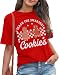 I Teach The Smartest Cookies T-Shirt Women Funny Teacher Christmas Shirt Cute Graphic Xmas Tees Retro Short Sleeve Top (XL, Red)