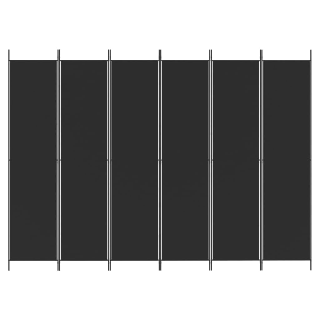 6-częściowy parawan parawan czarny z materiału 300 x 220 cm składany, uniwersalny ścianka działowa do salonu, biura, na balkon, mobilna ścianka działowa do mieszkania i komercji