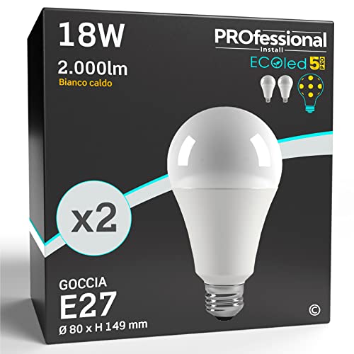 Eurocali 2 x Lampadine LED E27 18W Professionali