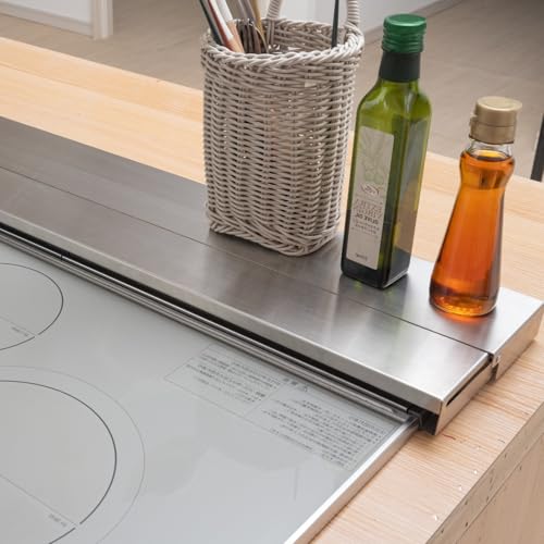 【aiji】排気口カバー 薄型 伸縮式 幅75cm対応 コンロカバー スリム マット質感 排気構カバー ガスコンロ カバー ラック型 キッチン収納 調味料ラック レンジガード 高い耐久性 傷つけにくい 汚れ目立たない お手入れ簡単 油はねガード キッチン